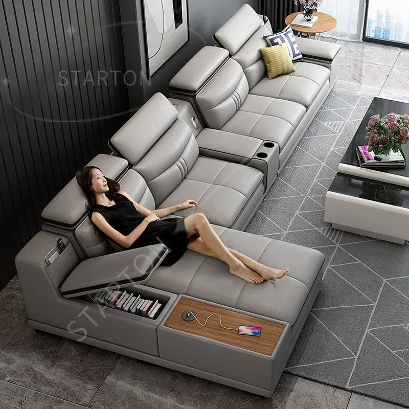Leather Sofa Luxury Couches 4 Seater Sofa Set Sectional Corner Modular Modern Living Room Sofa L Shape Couch