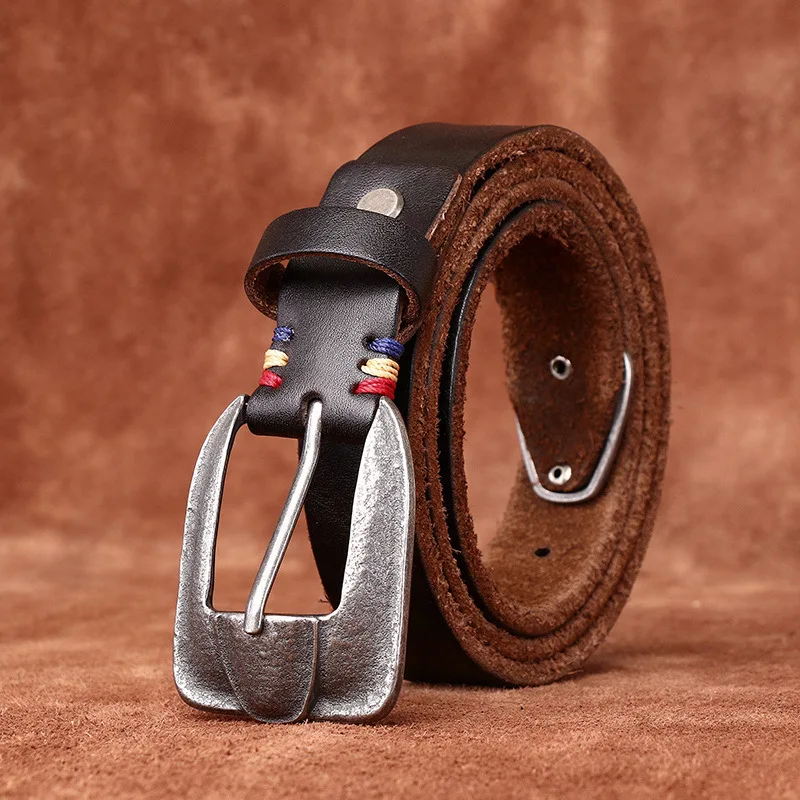 

2.7CM Ladies Thickened Italy Pure Cowhide Pin Buckle Genuine Leather Casual Jeans Thin Belt Women Retro Luxury Female Waistband