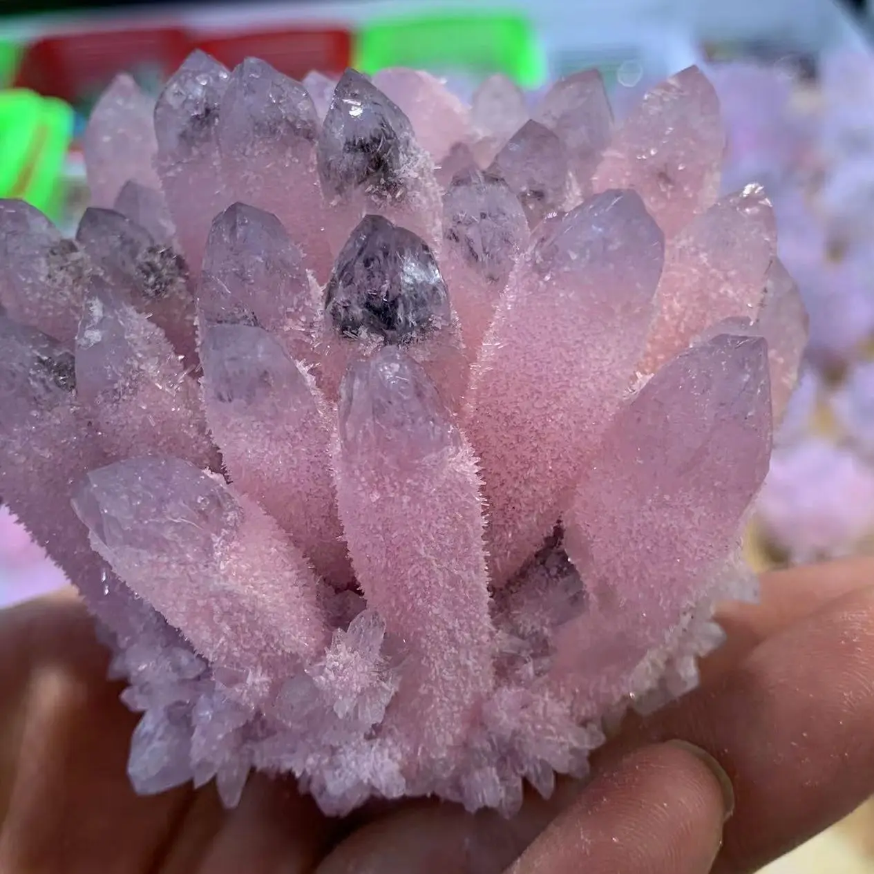 

Natural Purple Pink Cluster Flower Energy Gem Reiki Healing Room Office Decoration Gift