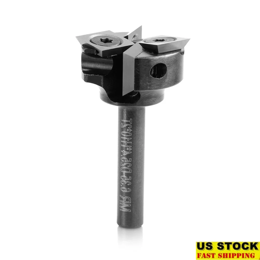

CNC Spoilboard Surfacing Router Bit 1/4" Shank 1" Cutting Diameter 4 Flutes Carbide Inserts Wood Slabs Planing Tool