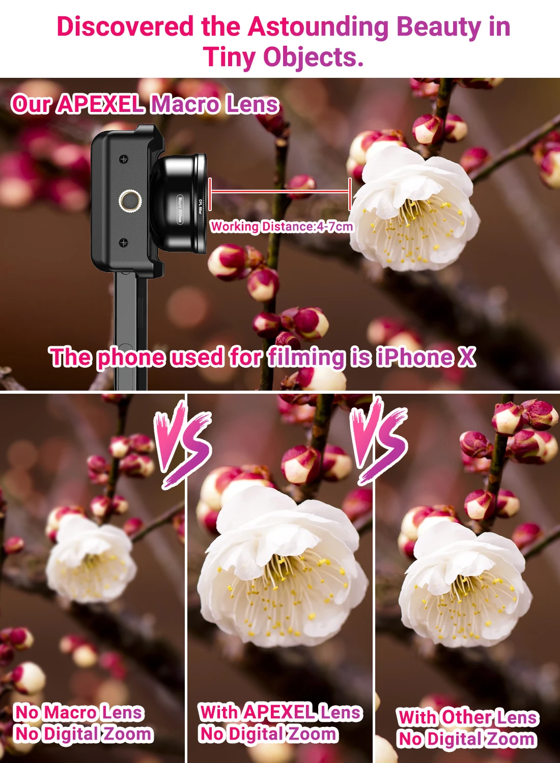 عدسة ماكرو جديدة مطورة 4k HD 100 مللي متر مع مرشح CPL عدسات صغيرة بمشبك عالمي لهواتف iPhone وسامسونج وجميع الهواتف الذكية