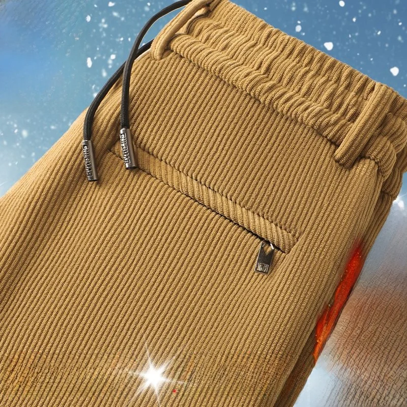 

Мужские вельветовые брюки 2024, зимние модные Thiened Fce, повседневные свободные прямые теплые брюки для верхней одежды