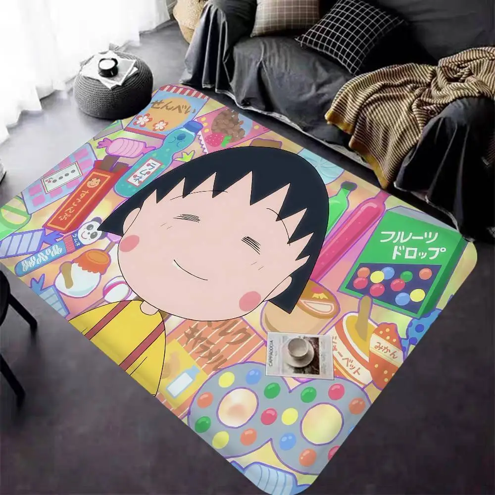 Cartoon Chibi Maruko Chan Kitchen Mat Room Bedroom Decoration Balcony Anti-Slip Doormat Living Room Alfombra