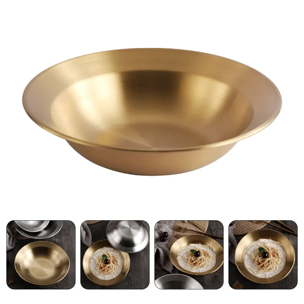

1pc Stainless Steel Pasta Plate Round Soup Sandwich Bowl Food Grade Metal Kitchen Tableware Multi-Function Salad Noodle Basin