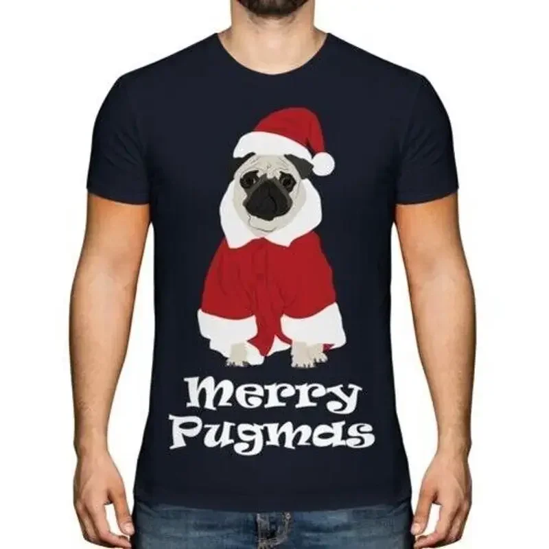 Frohe Pugmas Herren T-Shirt Geschenk Weihnachten Santa