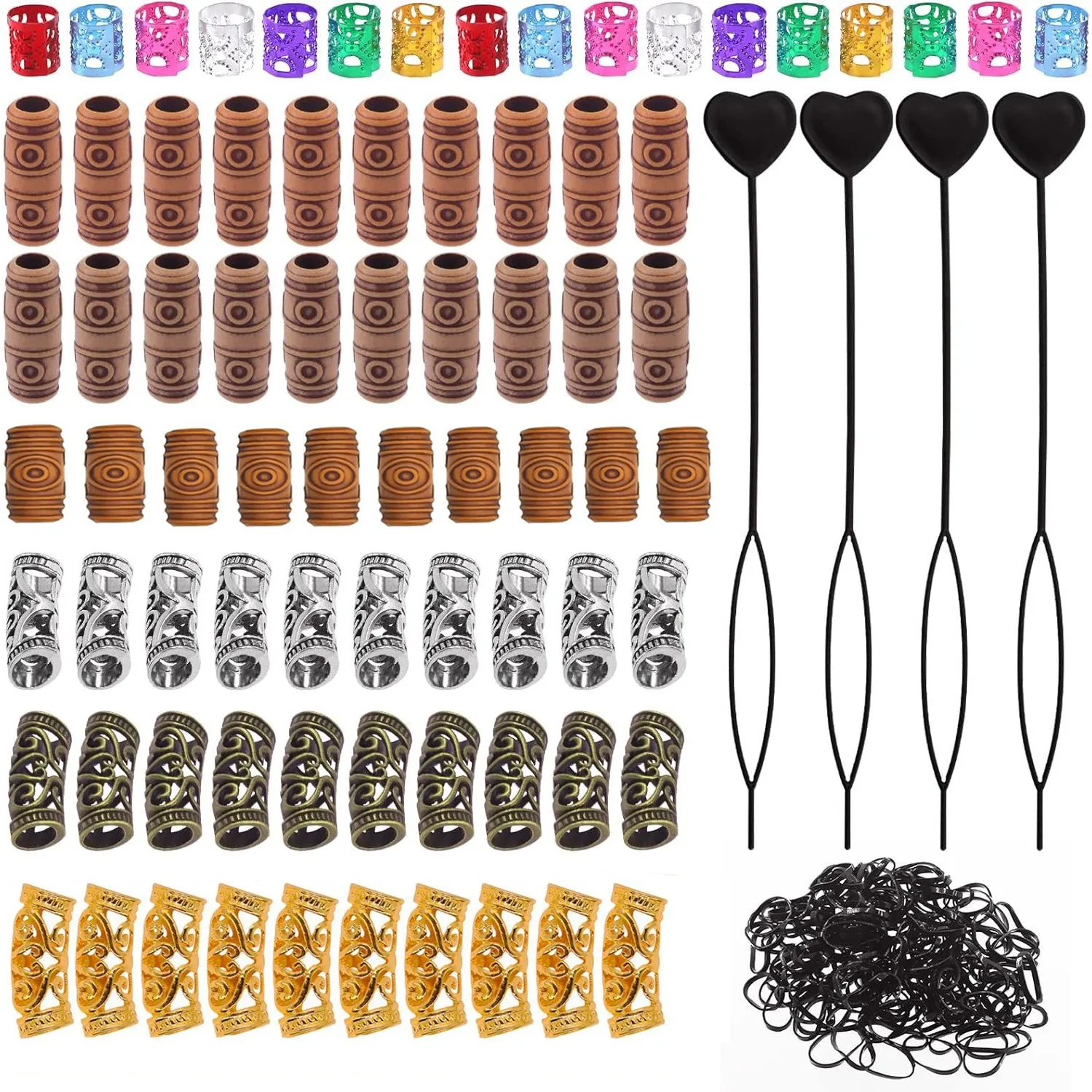 

281 шт./пакет, набор бусин для волос, в комплект входит дреды, бусины, резинки и кольцо для волос для плетения волос, ювелирные изделия своими руками