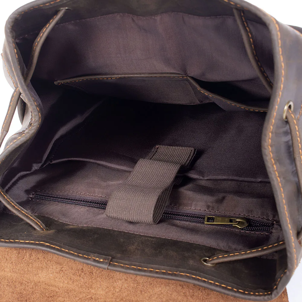 S.WORKER Vintage Echtleder-Rucksack für Herren, Reise-Vintage-Crazy-Horse-Schultasche, Große Laptop-Schultertasche aus Rindsleder für Männer – Detail 17