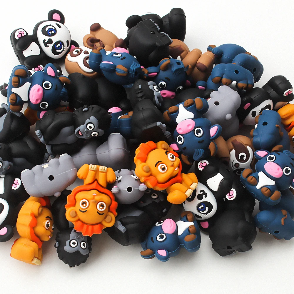 5/10/20pcs Cartoon Dier 3D Siliconen Kralen DIY Sieraden Maken Kettingen Armbanden Siliconen Focal Kralen voor Pennen Sleutelhanger Tas