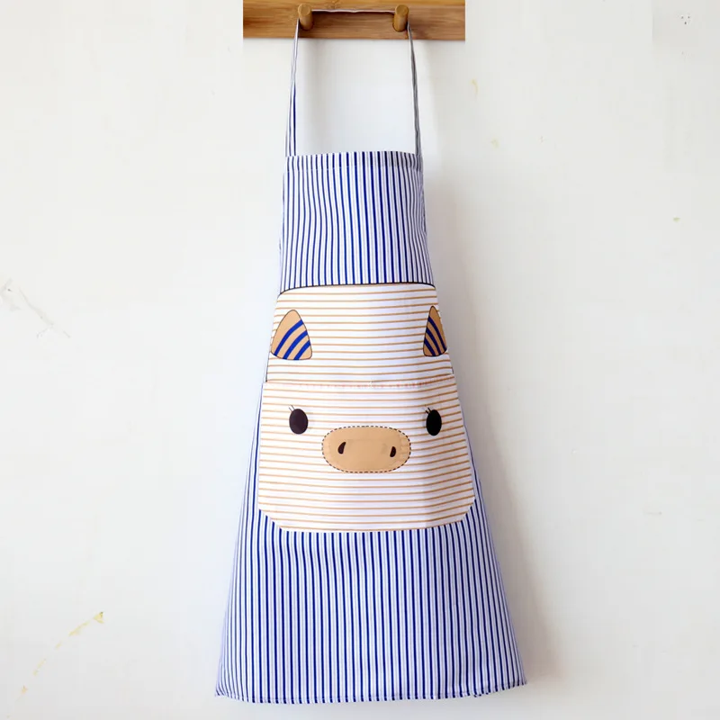 New Cartoon Cute Pig Apron Anti-Splash Hanging Neck Sleeveless Pockets Household Kitchen For Cooking Baking BBQ Restaurant