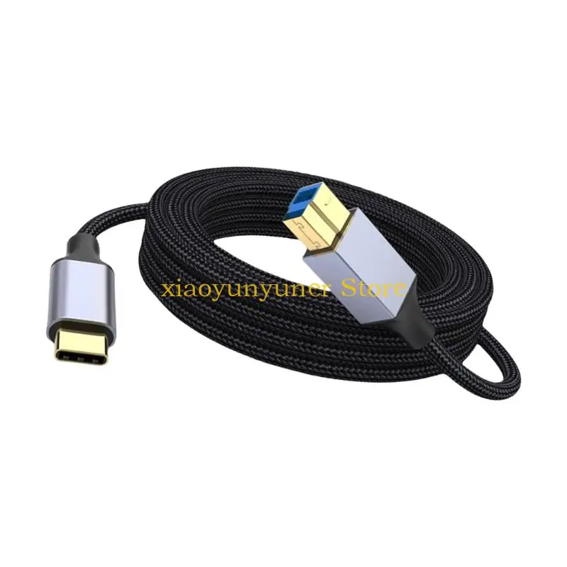 Nylon Braided USB B To Type C Cable Office Use For Printers Docking Stations P9JB