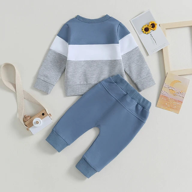 4173-35f44e.jpg Pudcoco Toddler Baby Boy Fall Winter Clothes Color Block Long Sleeve Sweatshirt Pullover Top Pants Sweatsuit Set Outfits 0-3T