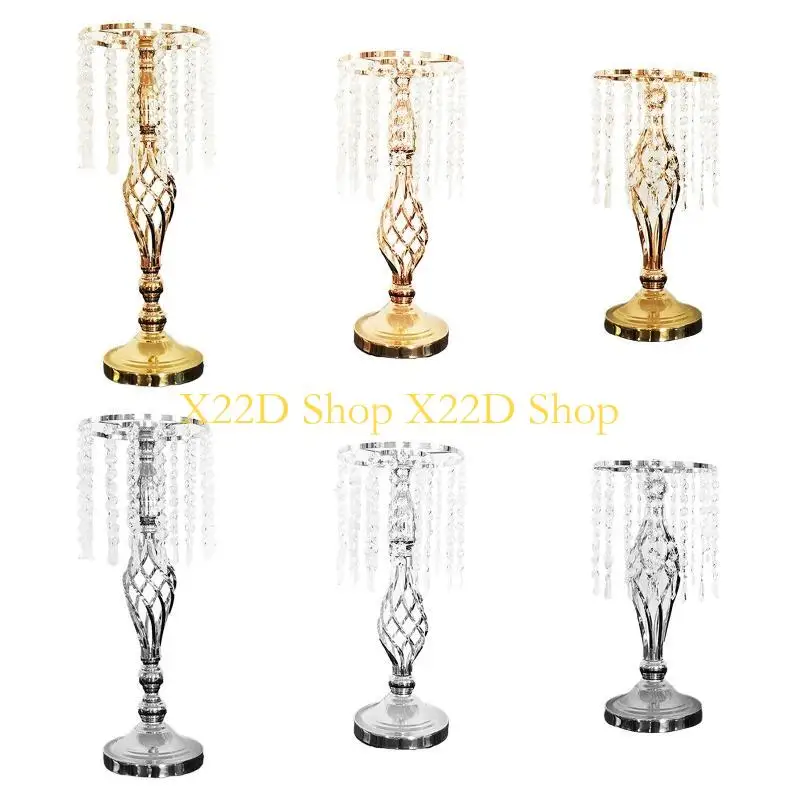X22D كريستال شرابة الخرز شموع حامل زهرة مزهرية زخرفة ديكور المنزل #2