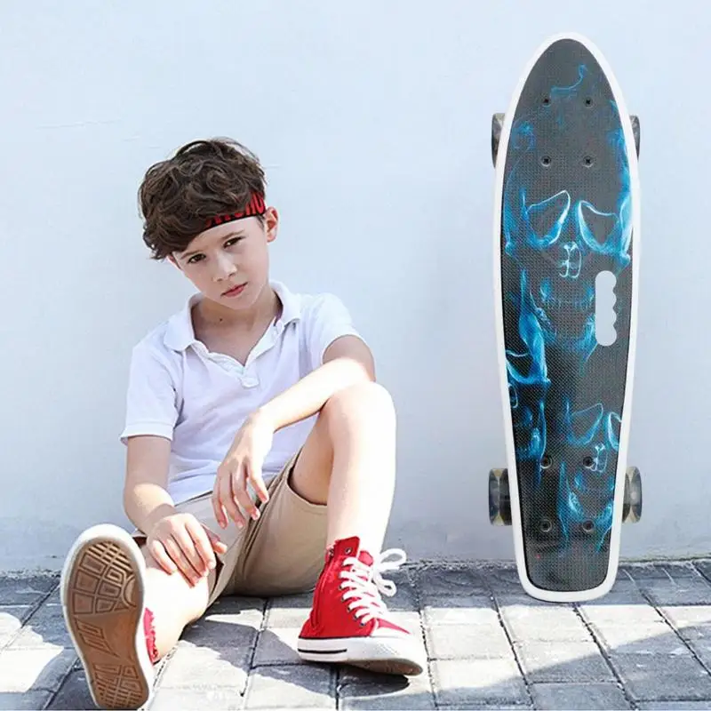 Skateboards For Teens 22IN Small Fish Four Wheel Skateboard For Children Strong Load Bearing Deck Toys For Kids Teens Adults