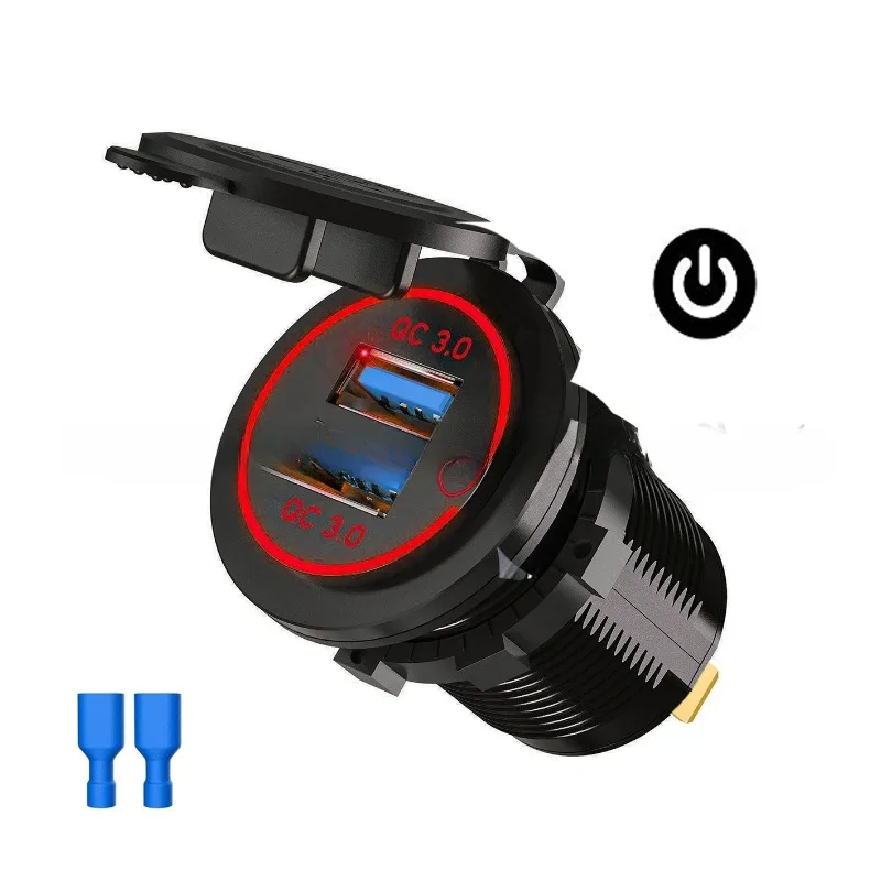 

12V-24V General Motors with touch switch control QC intelligent fast charging modified car USB mobile phone charger