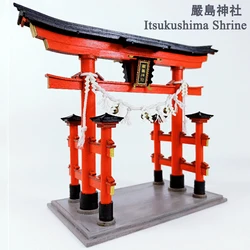 DIY Wooden Doll Houses Itsukushima Shinto Shrine Japanese Construction Miniature Building Kits with Furniture Dollhouse Gifts