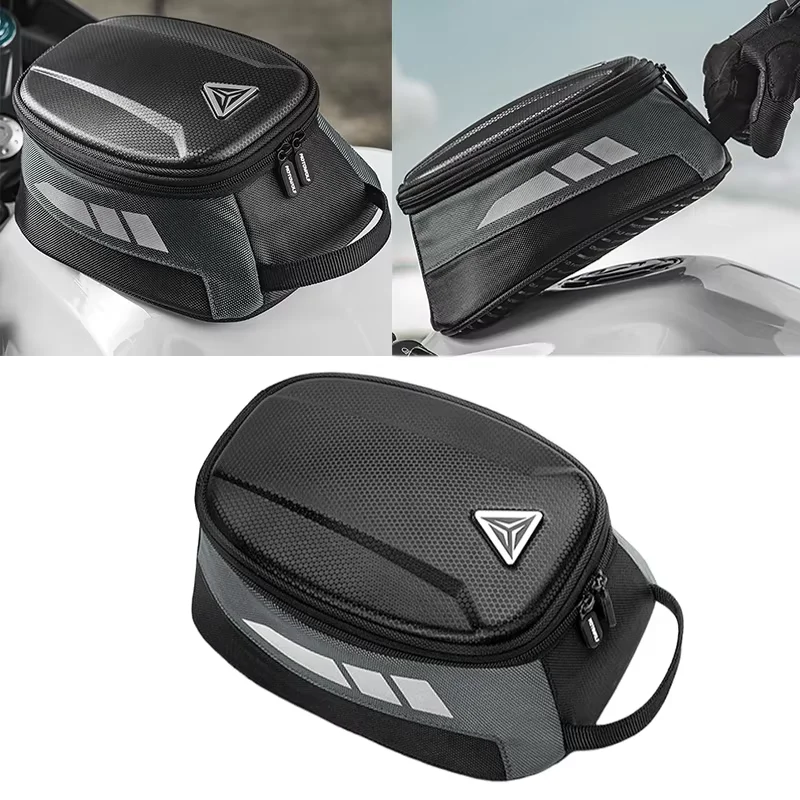 

Magnetic Motorcycle Tank Bag EVA Hard Shell Motorbike Fuel Oil Tank Bag 4.5L Portable Card Phone Tool Bag Universal Black