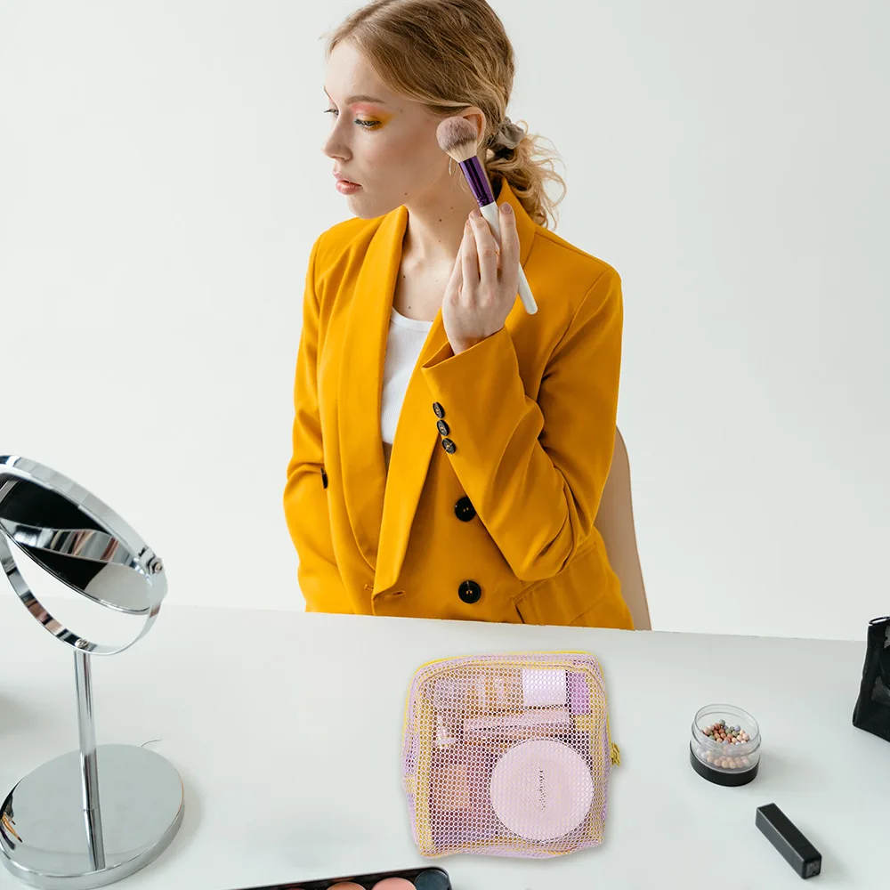 Duurzame Dopamine Kleur Opbergtas Snoep Kleur Toilettas Mesh Cosmetische Tas Grote Capaciteit Reisopbergtas