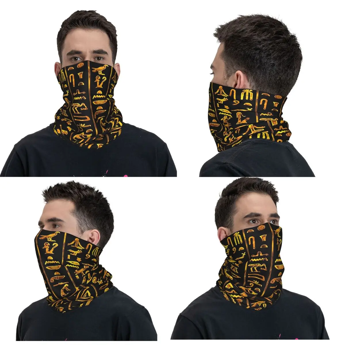 Ancient Egyptian Hieroglyphs Bandana Neck Gaiter Printed Wrap Scarf Multi-use Headband Outdoor Sports For Men Women Windproof