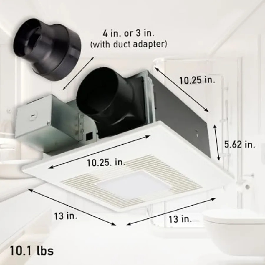 

Ceiling Mount Bathroom Exhaust Fan with Dimmable LED Light, 50-80-110 CFM