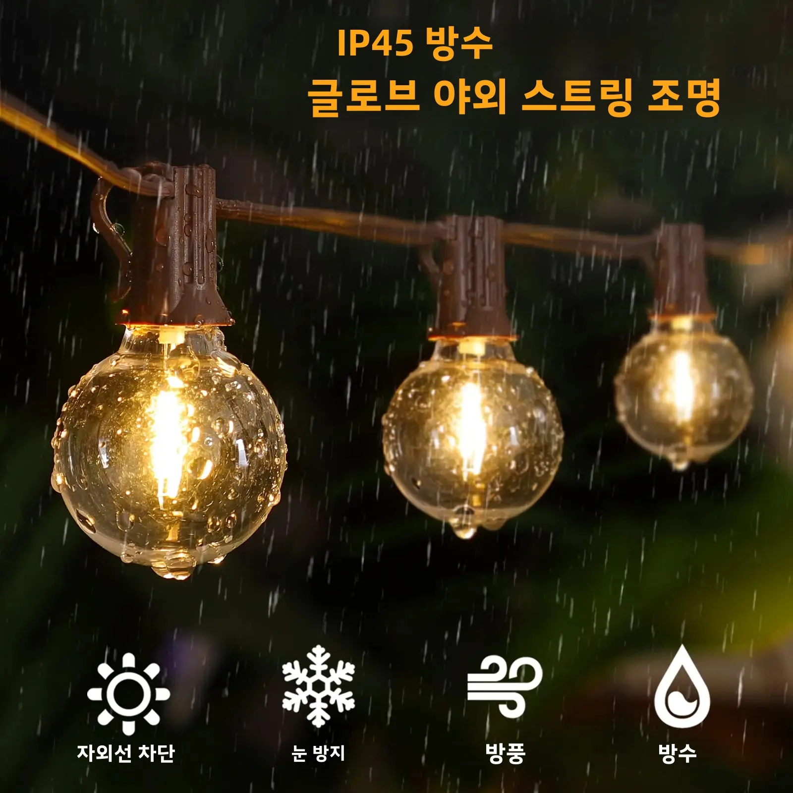 연결 가능한 야외 갈 랜드 문자열 조명 Shatterproof G40 LED 글로브 전구 ... - 1