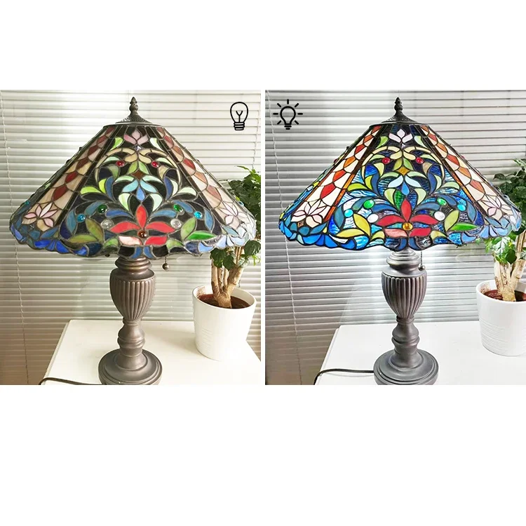Stained Glass Colorful Leaf Lampshade