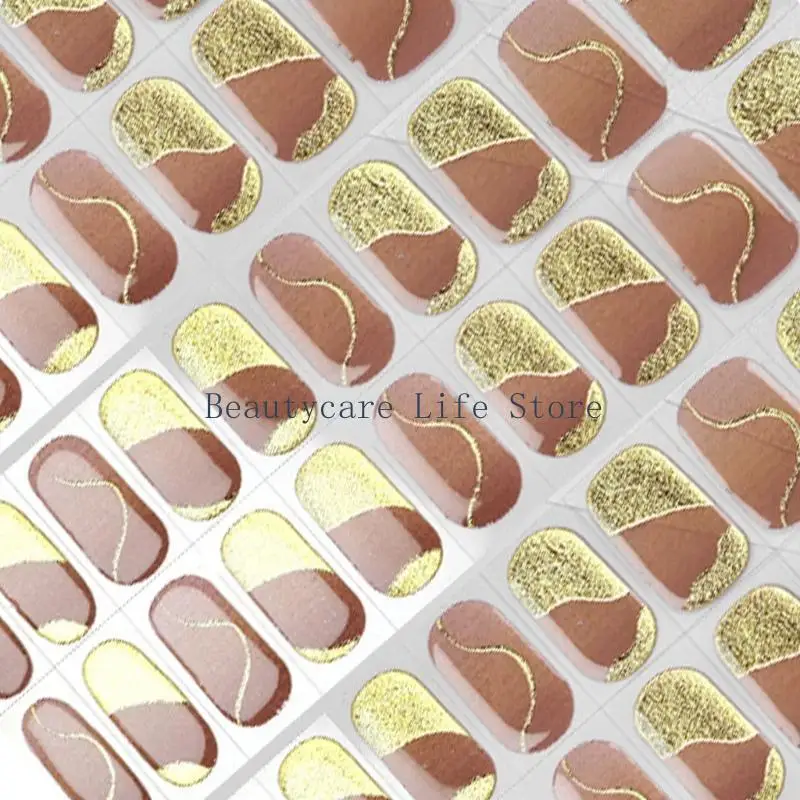 652C Semi Cured Gel Nails Polish Stickers Fashion Classical Strips Waterproof Adhesive Full Wraps Gel Nails Art Stickers