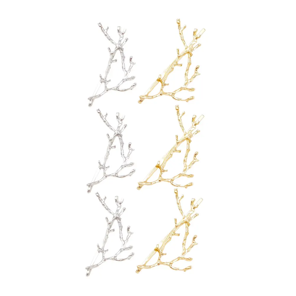 

6Pcs Alloy Branch Hair Clip Antler Style Snap Clips Side Clips for Women Girls Wedding Party Prom Elegant Hair Accessories