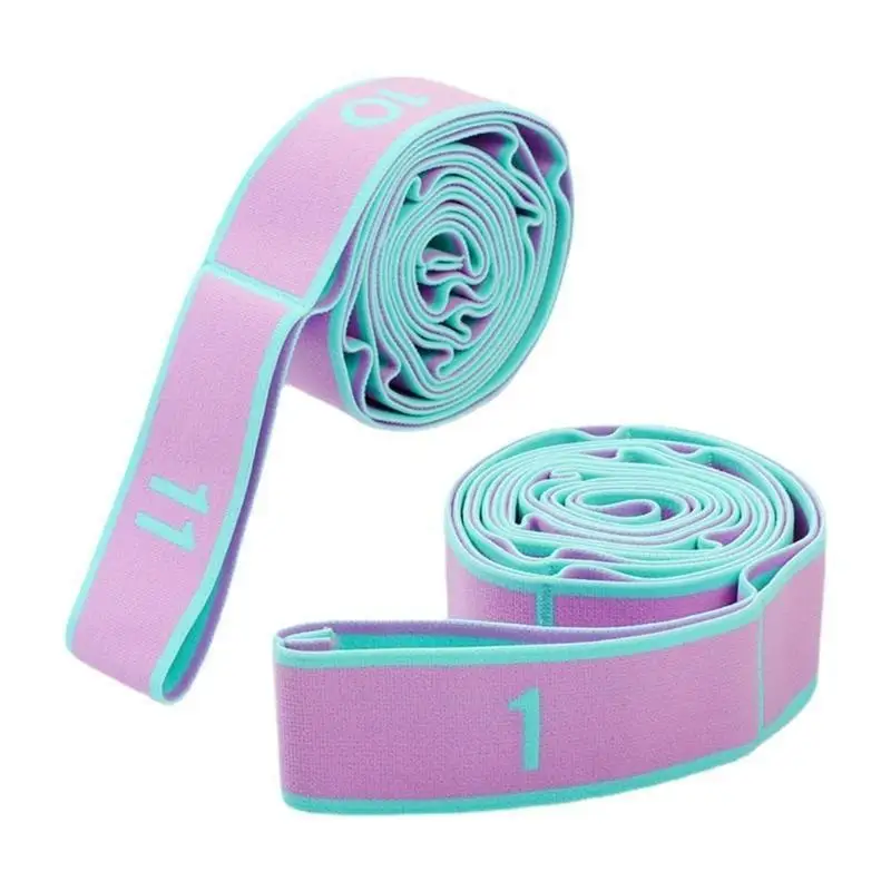 652F حزام مطاط مع 9 حلقة حزام اليوجا المرن لرقص البيلاتيس وتمتد العلاج الطبيعي اللياقة البدنية تمتد الفرقة