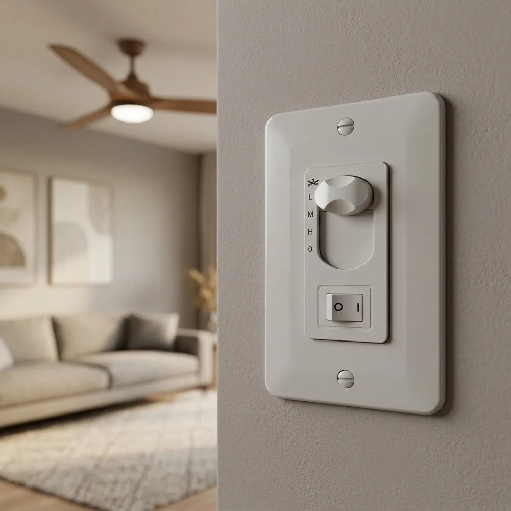 Ceiling Fan Control Switch  Wall Slide Switch 120V 1.25A 2-Wire Replacement Fan Controller For AC Ceiling Fan