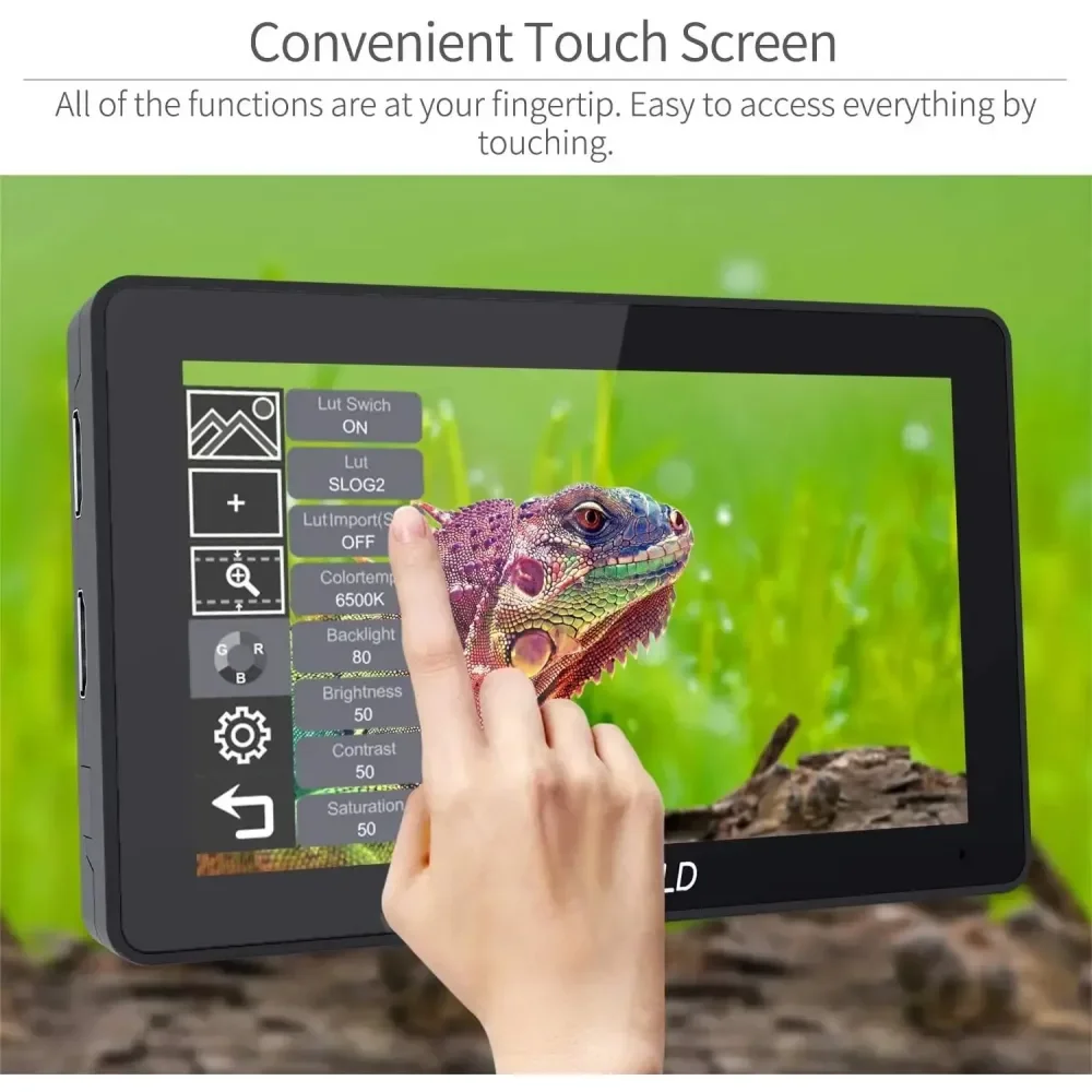 شاشة لمس Feelworld F6 PLUS V2 مقاس 6 بوصات IPS 160 °   عرض واسع Rec.709 3D LUT 4K HDMI I/O حامل إمالة تصميم نحيف مخرج طاقة