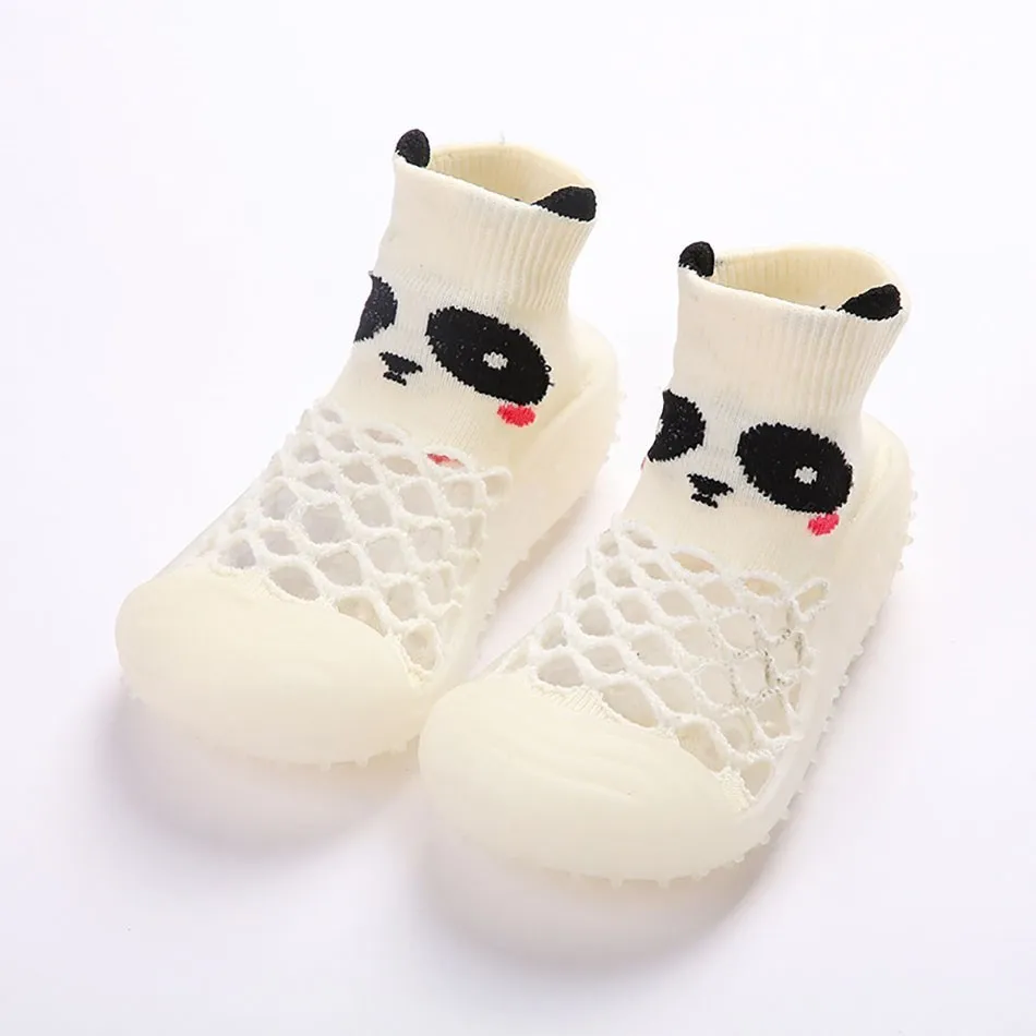 Infant Toddler Cartoon Pandas Shoes Baby Rubber Non Slip Shoes Baby Boy Girl Elastic Socks Shoes Newborn First Walkers