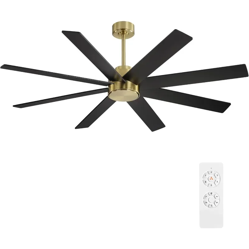 

Large DC Ceiling Fans Without Lights,Downrods,Plywood Blades,Speeds Reversible Motor, Indoor No Lights Bedroom Living Room Patio