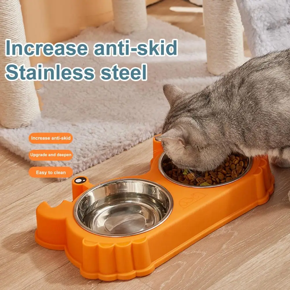 Pet Bowl Stainless Steel Double Bowl Removable Easy to Clean Non-deformation Anti Spill Dog Food Bowl Cat Supplies