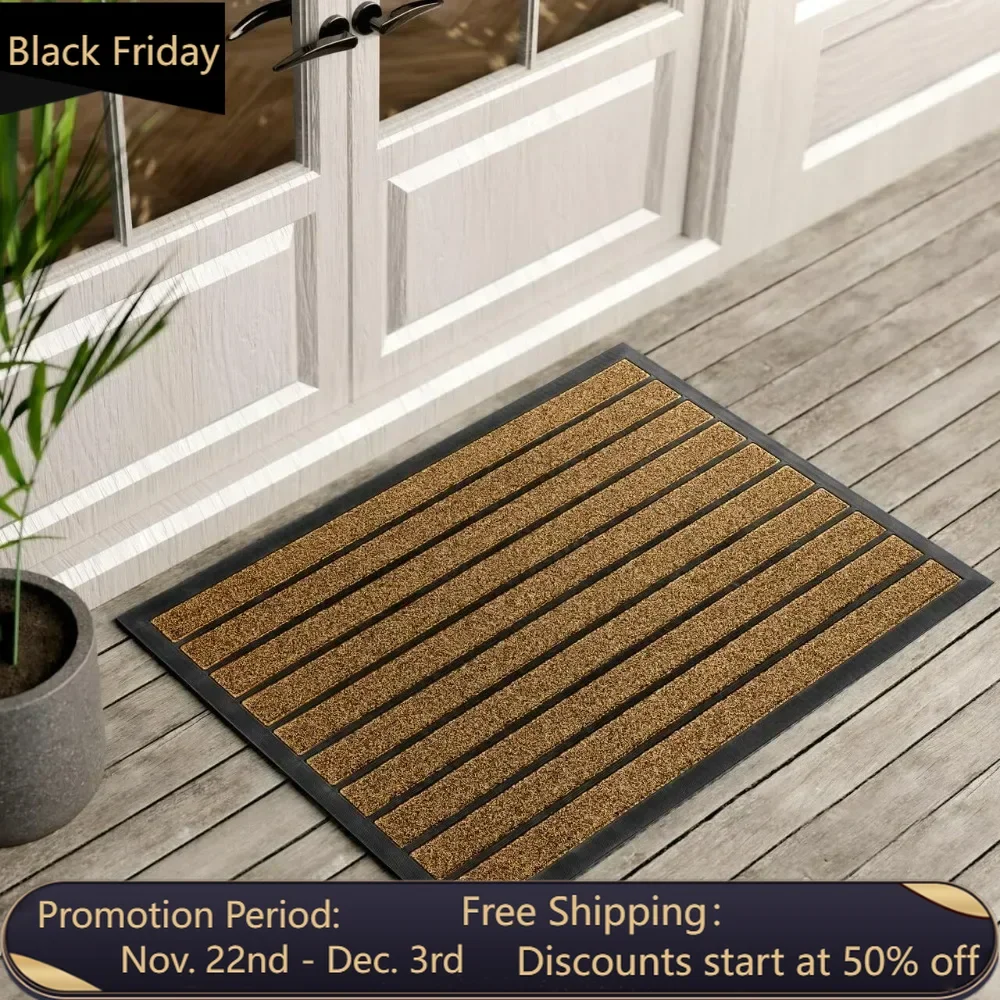 Ultra durable door mat, anti fouling outdoor welcome mat, non slip, (36 "x 24", bright brown)