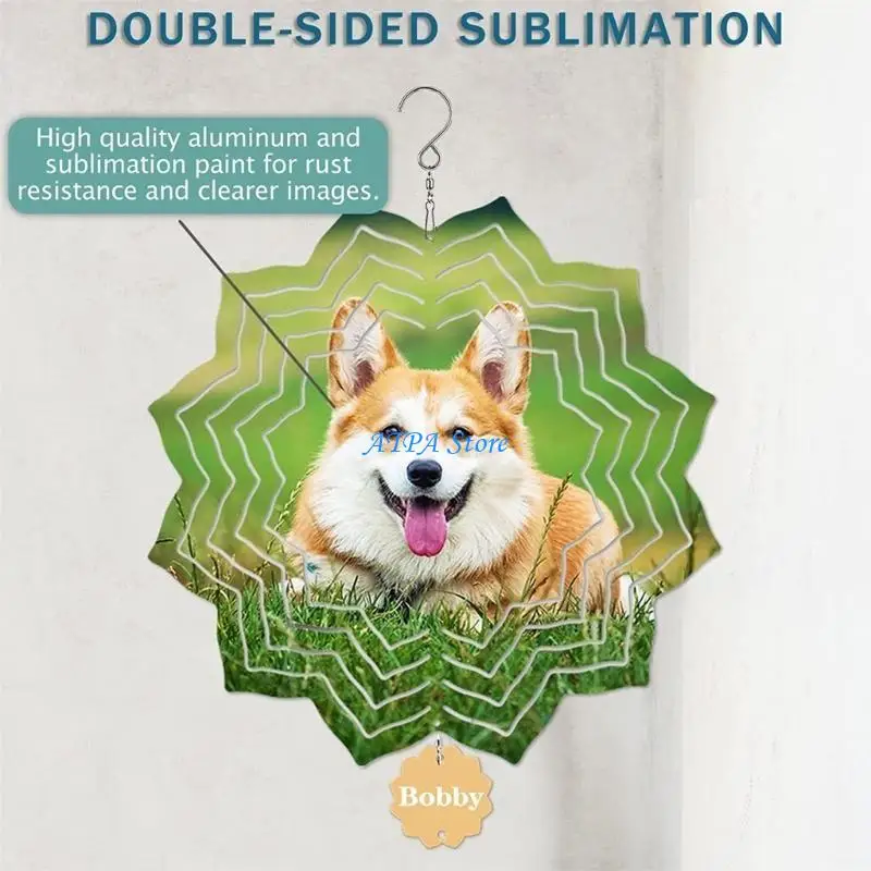 

U13C Aluminum 3D Sublimation Wind Spinner Double Sided Garden Wind Spinners For Yards
