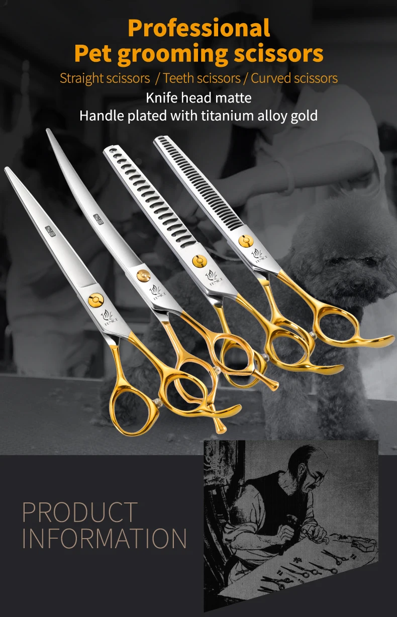 Fenice jp440c Stahl profession elle Haustiers chere gerade & Ausdünnung & gebogene Pflege Schere Werkzeugs atz – Detail 1