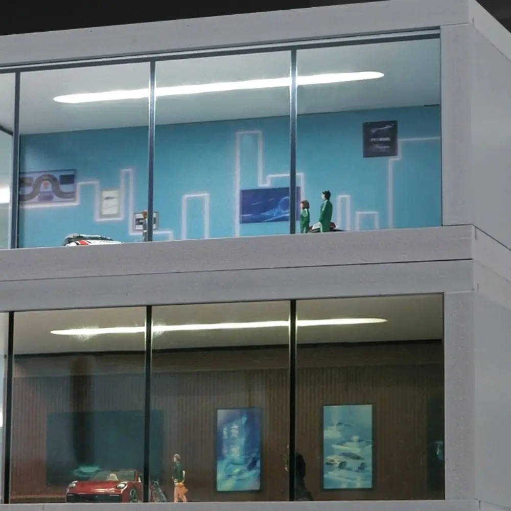 

1/64 Scale Car Model Showroom Exhibition Hall Transparent Garage Scene Model Simulate Assemble Miniature Car Garage Boys Gift
