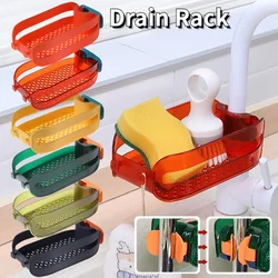 Plastic Sink Drain Rack Sponge Storage Faucet Holder Soap Drainer Shelf Basket Organizer No Installation Snap On Storage Rack