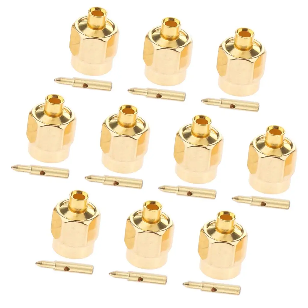 SMA Male Plug Gold Plated RF Connector Solder Type for Coaxial Cable RG58 Communications Setup