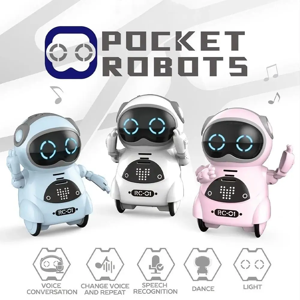 

Voice Recognition Pocket Robot Smart Robot Singing Dancing Talking Interactive Robot Communication LED Lights Mini Robot Toy