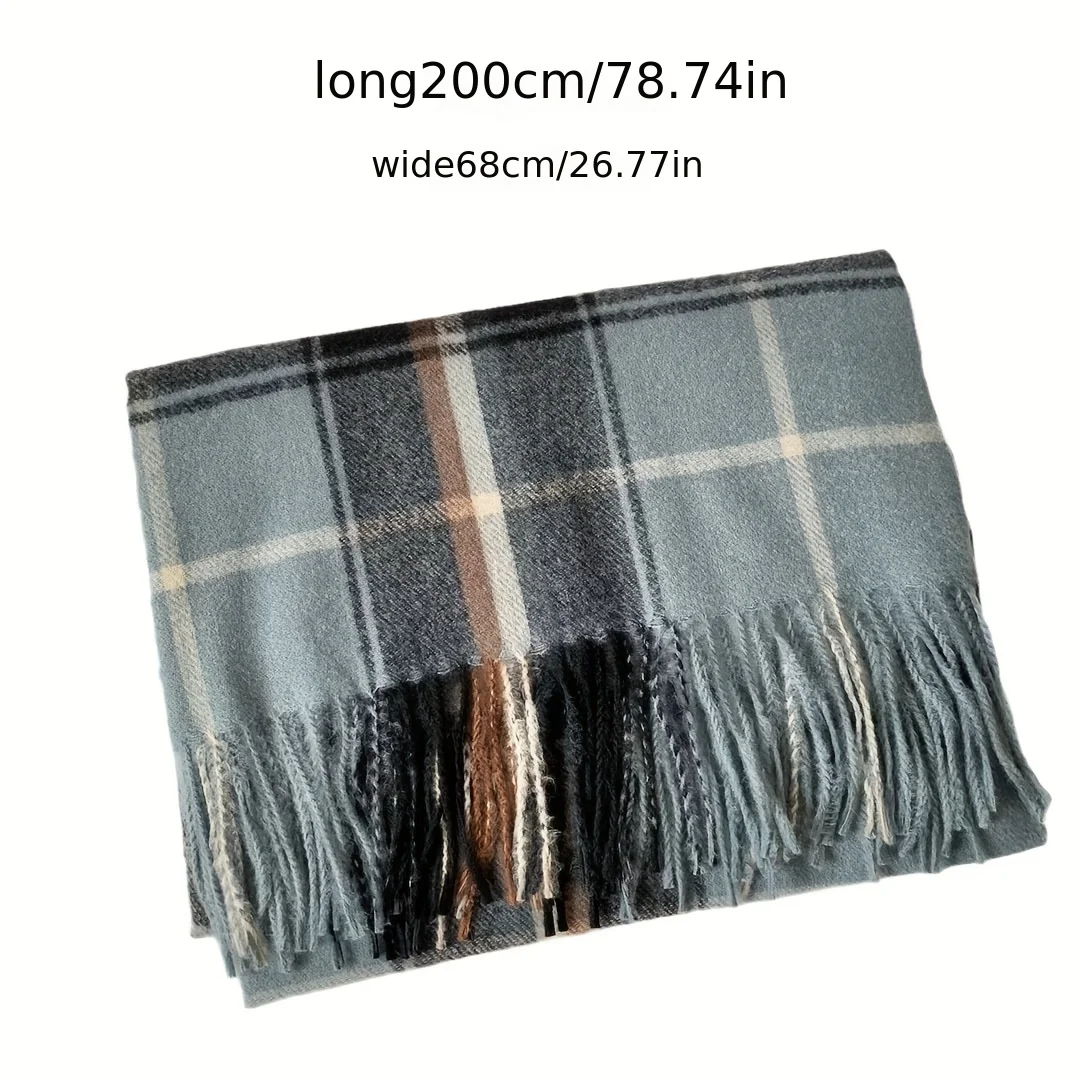 Christmas British Classic Plaid Scarf Female Autumn and Winter Warm Faux Cashmere Shawl Dual-Use Christmas New Year Gift