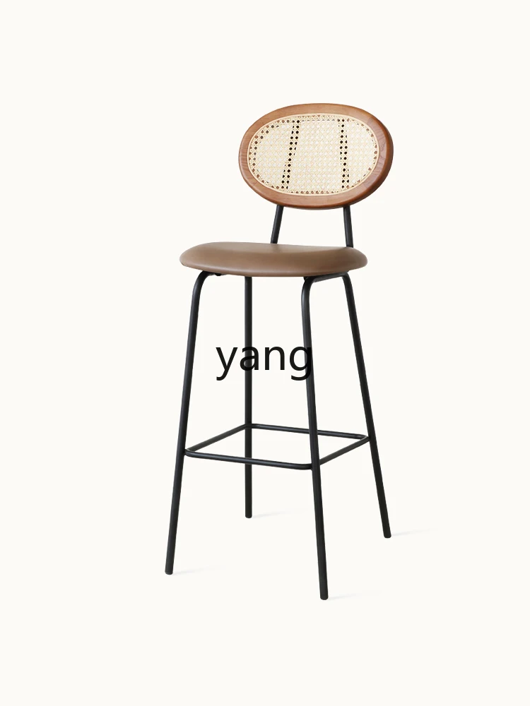 Yhl Chair Iron Zhonghai Pastoral Balcony Vintage Bar Cafe Solid Wood Rattan Bar Stool