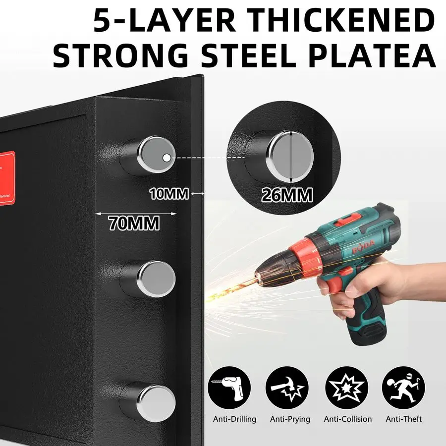 CUB Drop Safe للأعمال، صندوق الأمان الإلكتروني مع مجموعة رقمية ومضادة لصيد الأسماك، خزائن إيداع مع Waterp مقاومة للحريق #6