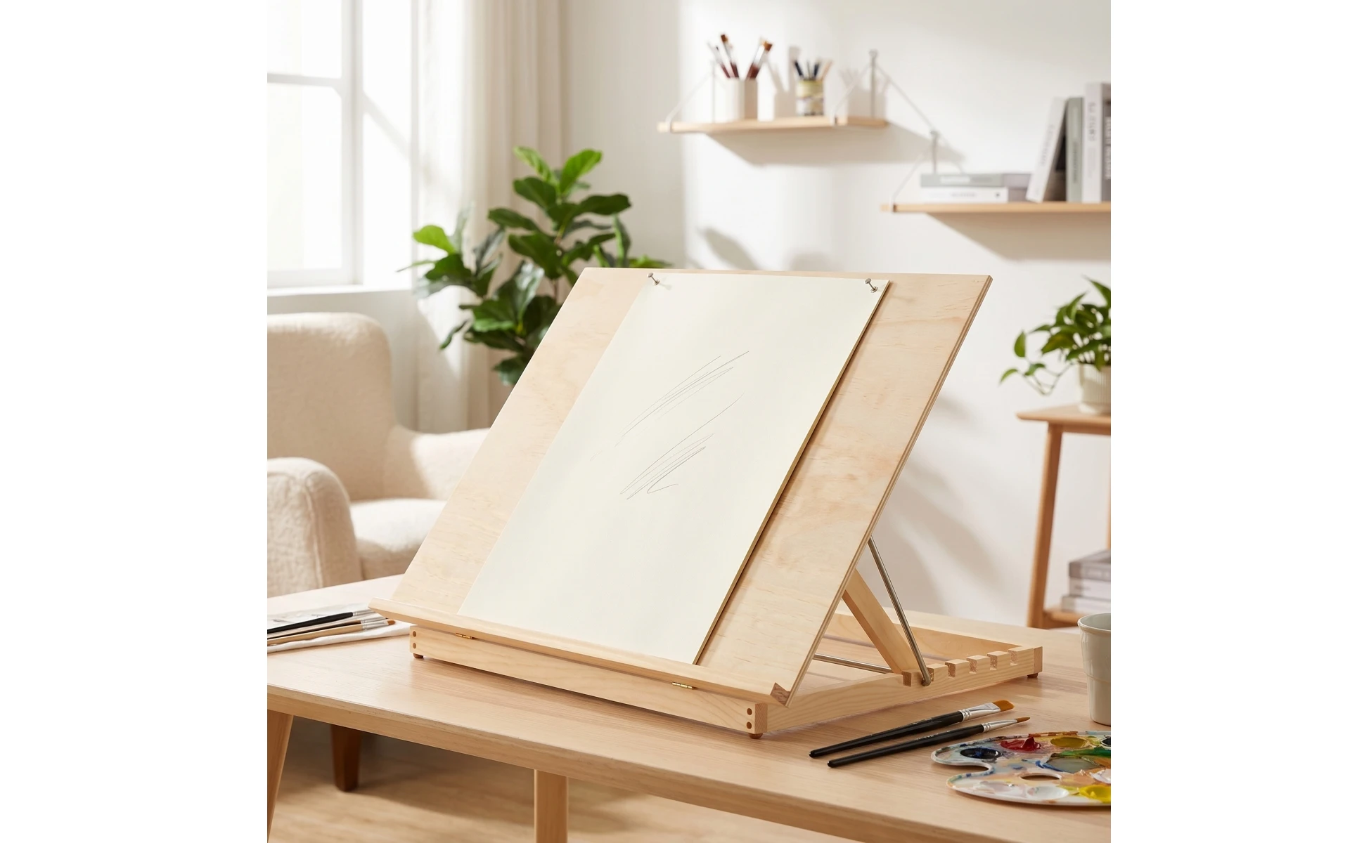 Drawing Board Easel Foldable Easel with Adjustable Frame Wooden Compact for Students, Desk, Classroom