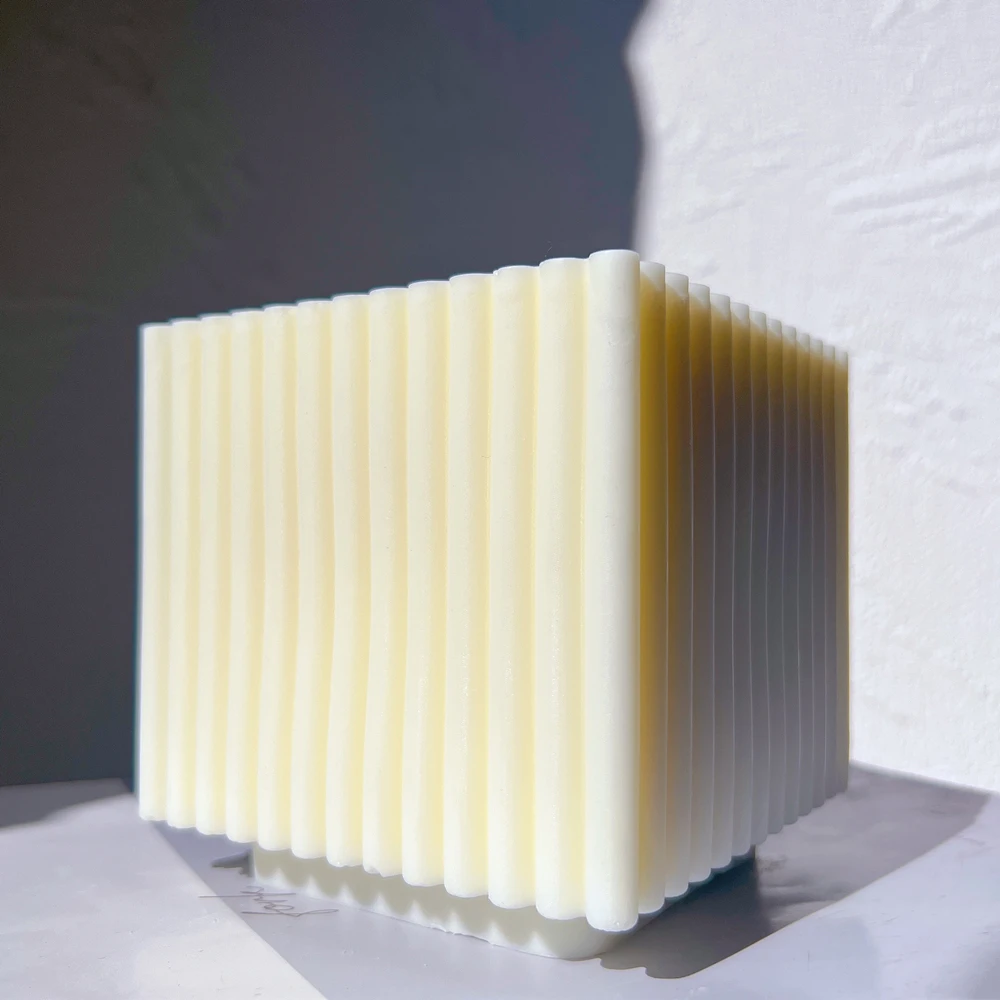 Big Size Ribbed Soy Wax Mould Unique Abstract Art Square Candles Mold Geometric Scented Soy Wax Silicone Molds