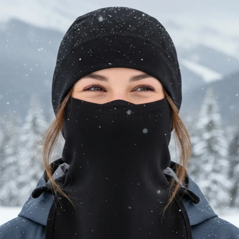 New Wool Thermal Cold-proof Ski Mask Breathable Nose-exposing Face and Neck Protection All-in-one Multifunctional Hood