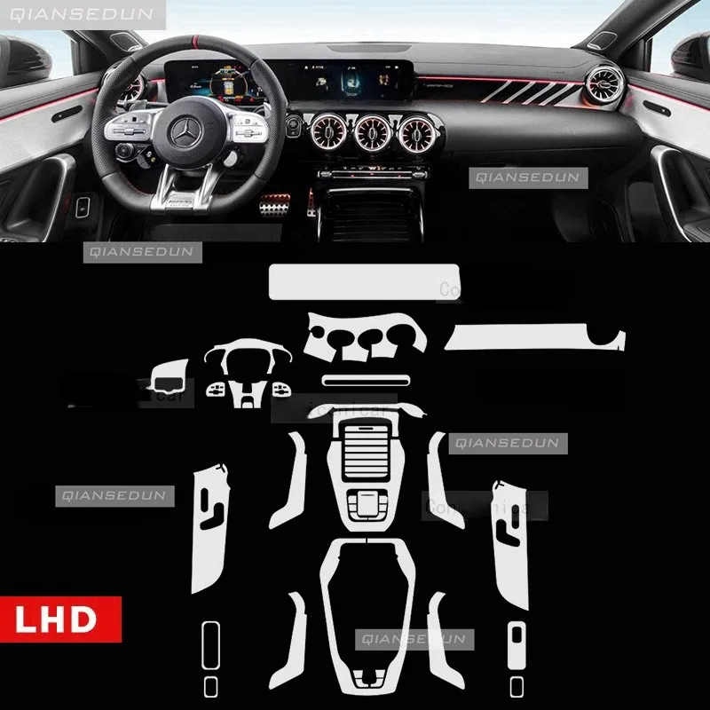 For Merceds Benz AMG A Class A35 A45 2019-2022 Gearbox Panel Dashboard Navigation Automotive Interior Protective Film