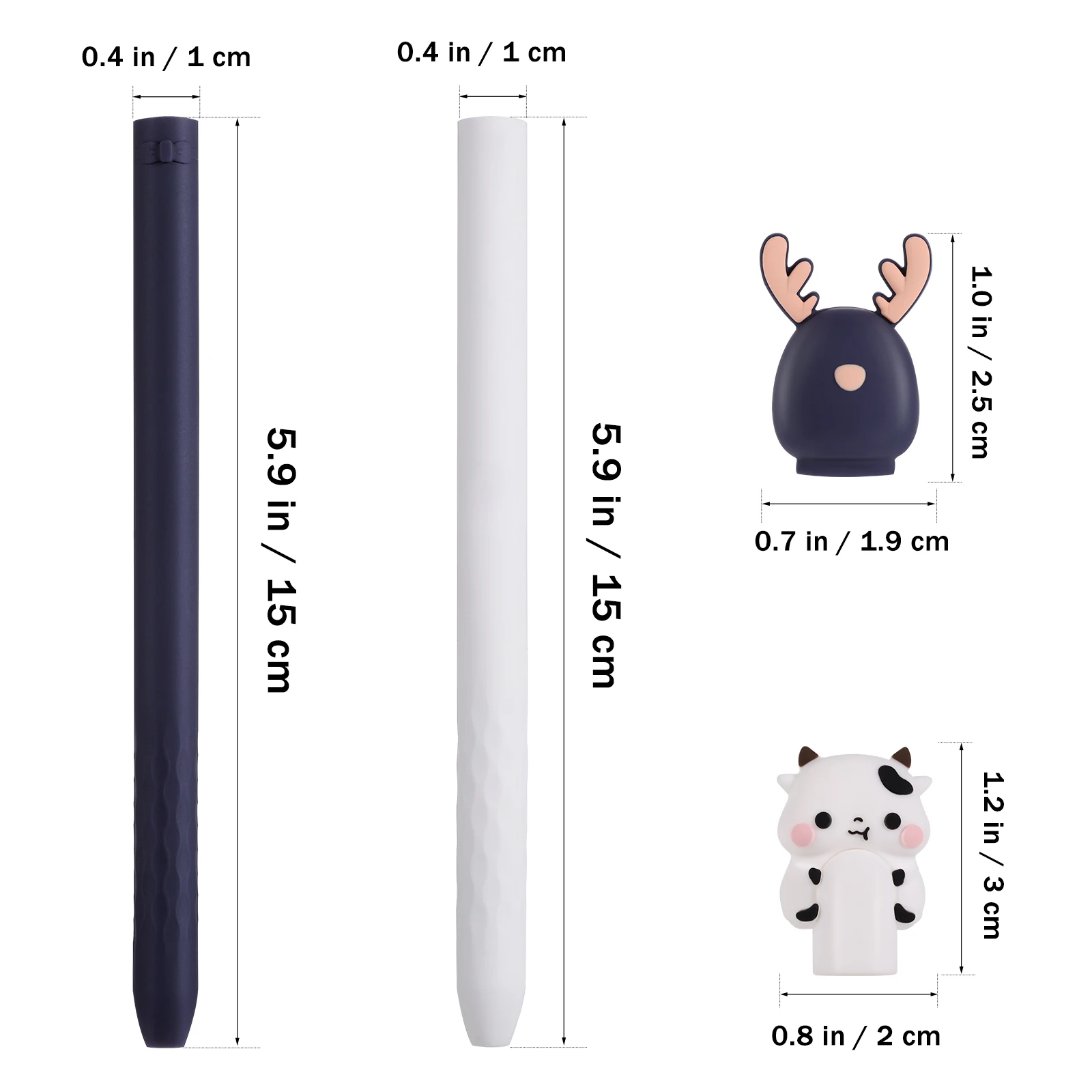 

2Pcs Cartoon Animal Stylus Sleeve Silicone Pen Cover Non Slip Grip Stylish Touch Screen Pen Protector