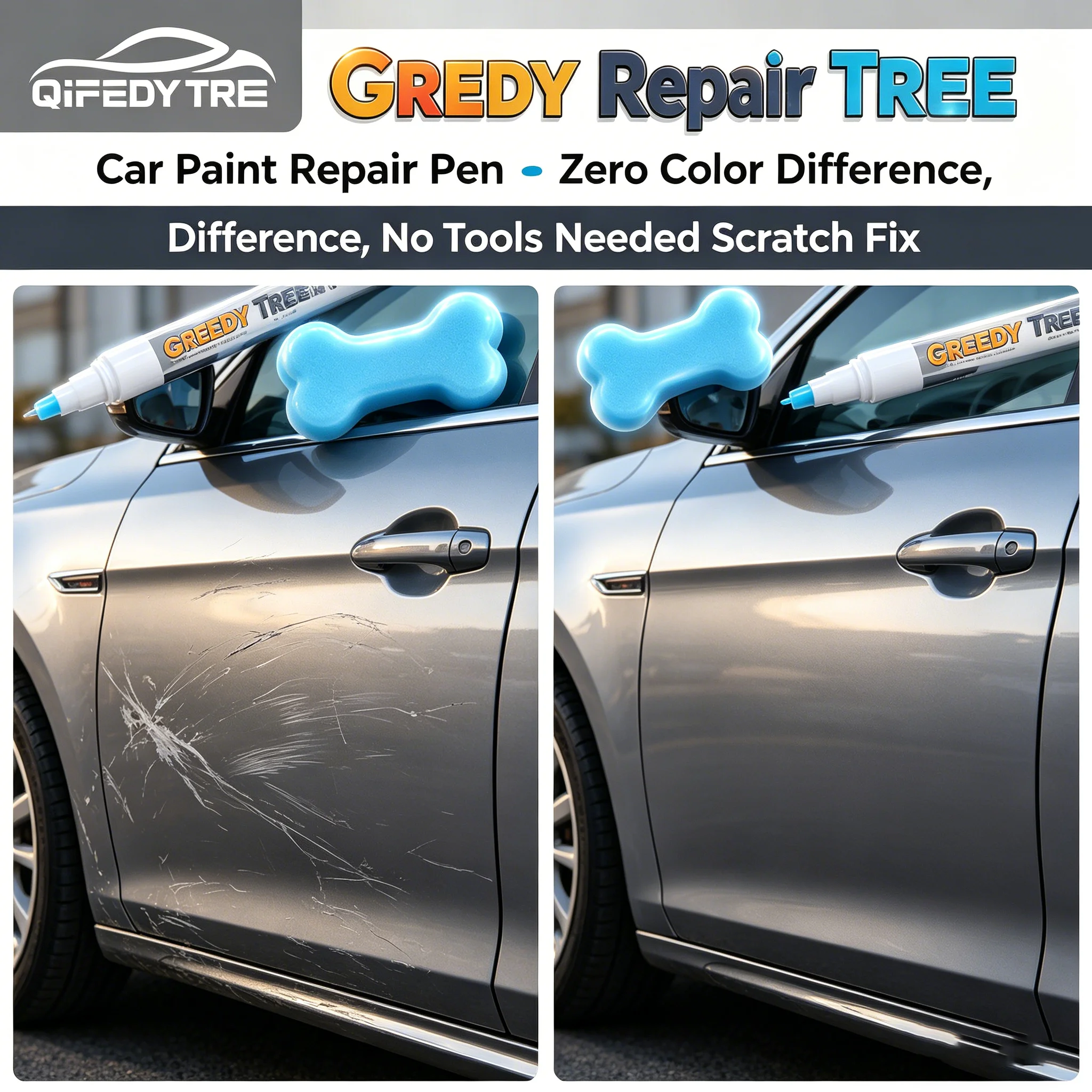 GREEDY TREE Car Paint Repair Pen 20ML Zero Color Difference Auto Touch Up Pen Anti-Clog Brush No Tools Needed Quick DIY Scratch