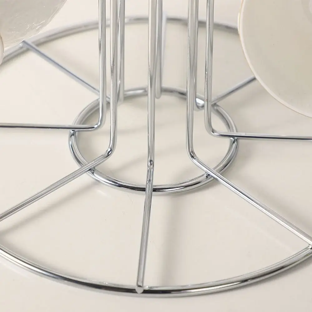 Durable Iron Tree Shape 8 Mug Holder Silver Fine Workmanship Tea Cup Storage Rack Rust Resistant Cup Drying Rack Bar